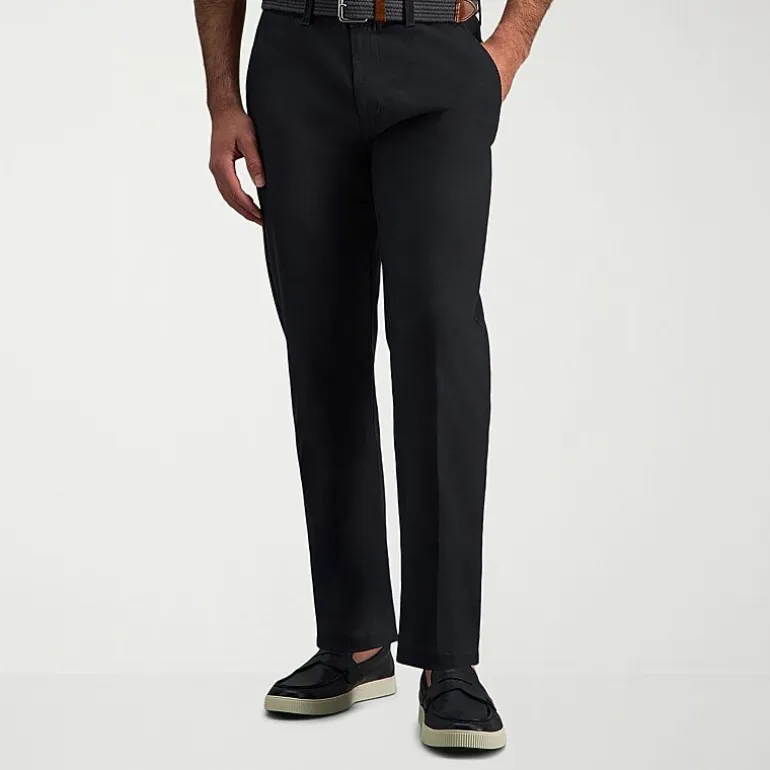 Haggar Cotton Canvas Mens Straight Fit Flat Front Pant