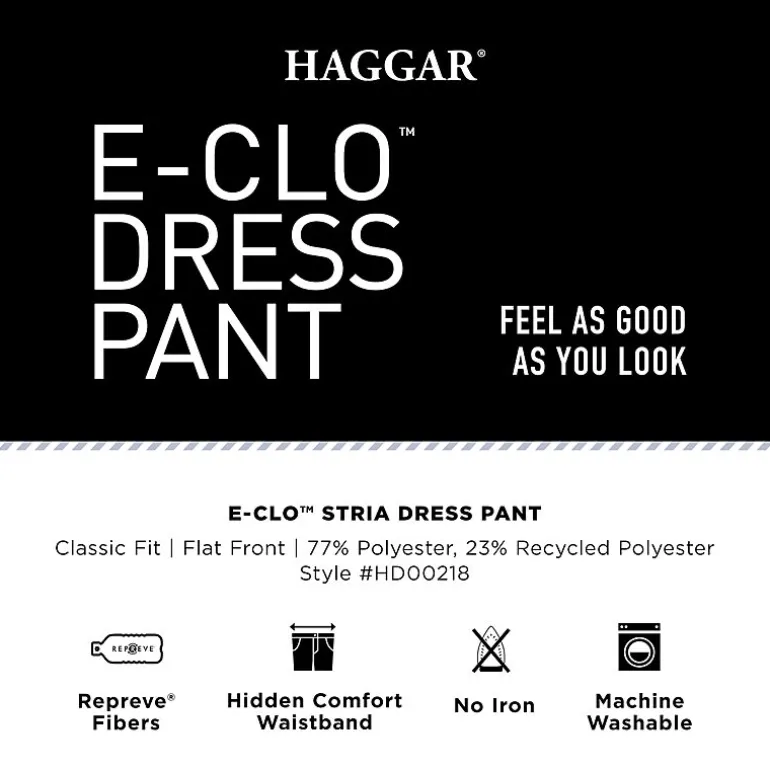 Haggar E-CLO Stria Mens Classic Fit Dress Flat Front Pant