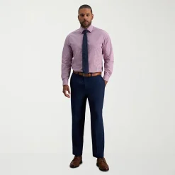 Haggar E-CLO Stria Mens Classic Fit Dress Flat Front Pant