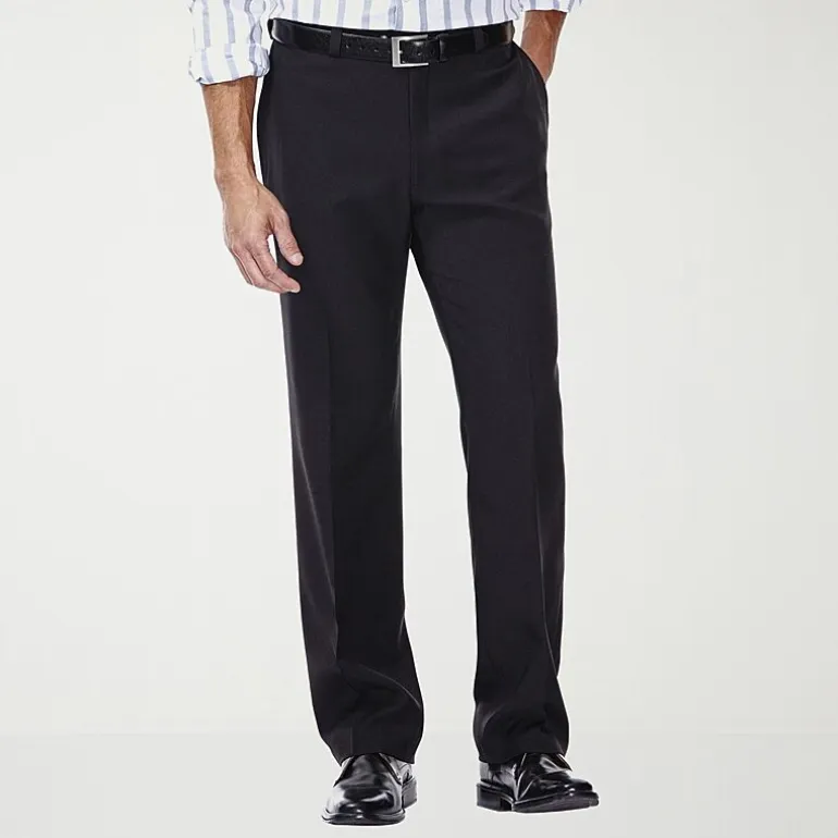 Haggar E-CLO Stria Mens Classic Fit Dress Flat Front Pant