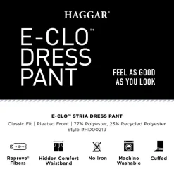 Haggar E-CLO Stria Mens Classic Fit Dress Pleated Pant