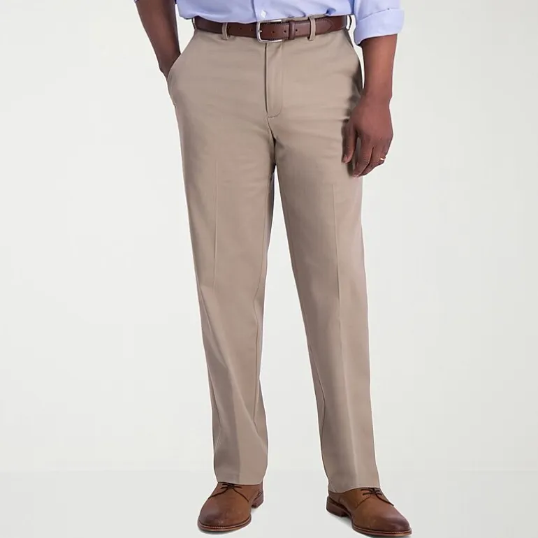 Haggar Iron Free Premium Khaki Mens Classic Fit Flat Front Pant