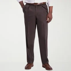 Haggar Iron Free Premium Khaki Mens Classic Fit Pleated Pant