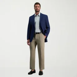 Haggar Iron Free Premium Khaki Mens Classic Fit Pleated Pant
