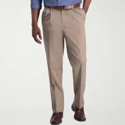 Haggar Iron Free Premium Khaki Mens Classic Fit Pleated Pant