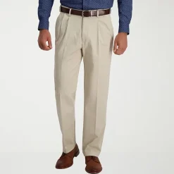 Haggar Iron Free Premium Khaki Mens Classic Fit Pleated Pant