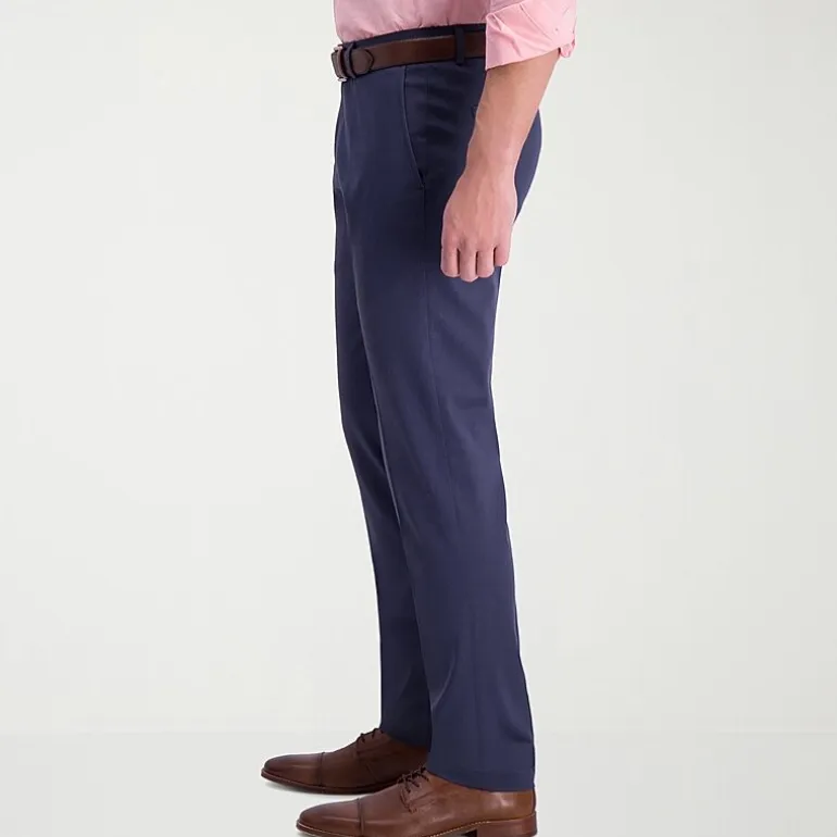 Haggar Iron Free Premium Khaki Mens Comfort Waistband Slim Fit Flat Front Pant