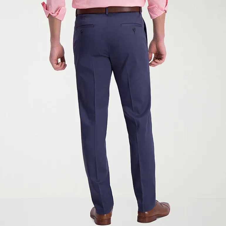 Haggar Iron Free Premium Khaki Mens Comfort Waistband Slim Fit Flat Front Pant