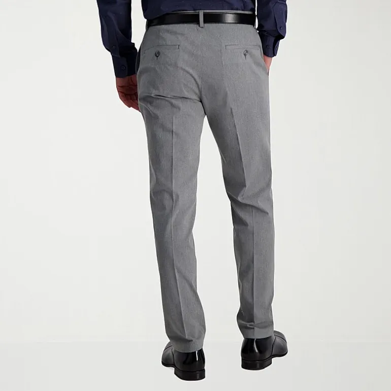 Haggar Iron Free Premium Khaki Mens Comfort Waistband Slim Fit Flat Front Pant