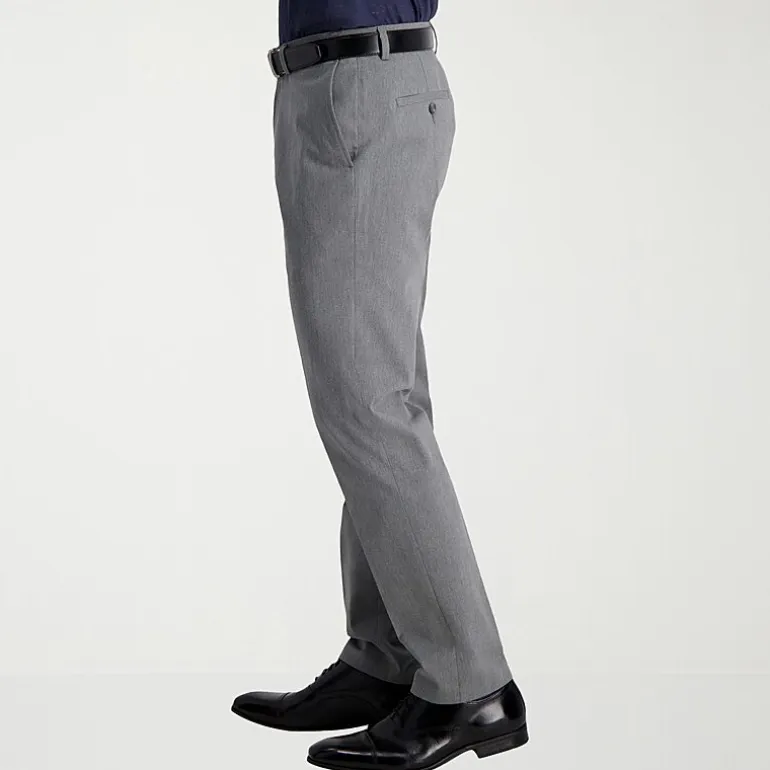 Haggar Iron Free Premium Khaki Mens Comfort Waistband Slim Fit Flat Front Pant