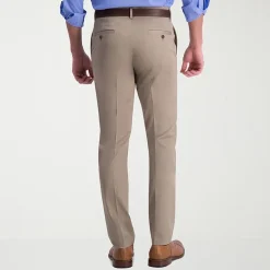 Haggar Iron Free Premium Khaki Mens Comfort Waistband Slim Fit Flat Front Pant
