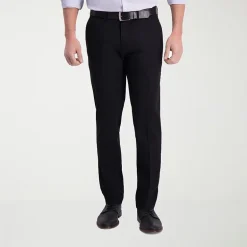Haggar Iron Free Premium Khaki Mens Comfort Waistband Slim Fit Flat Front Pant
