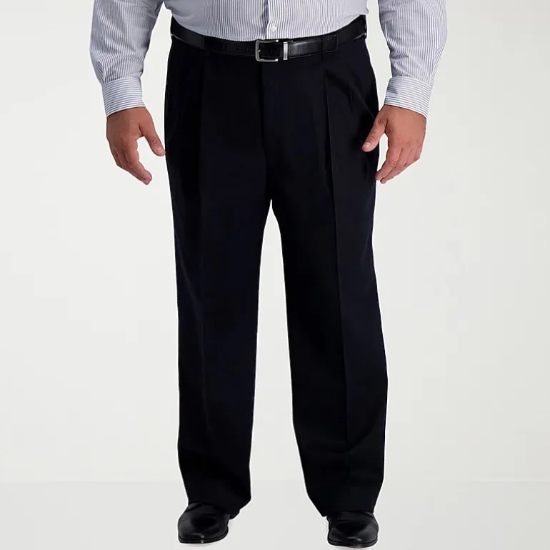 Haggar Iron Free Premium Khaki Mens Classic Fit Big and Tall Pleated Pant