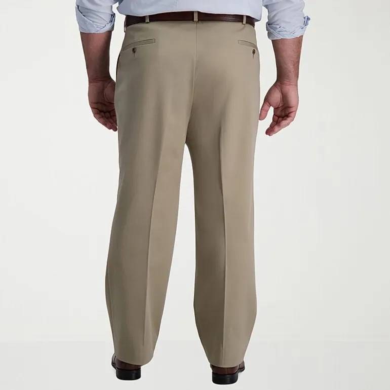 Haggar Iron Free Premium Khaki Mens Classic Fit Big and Tall Pleated Pant