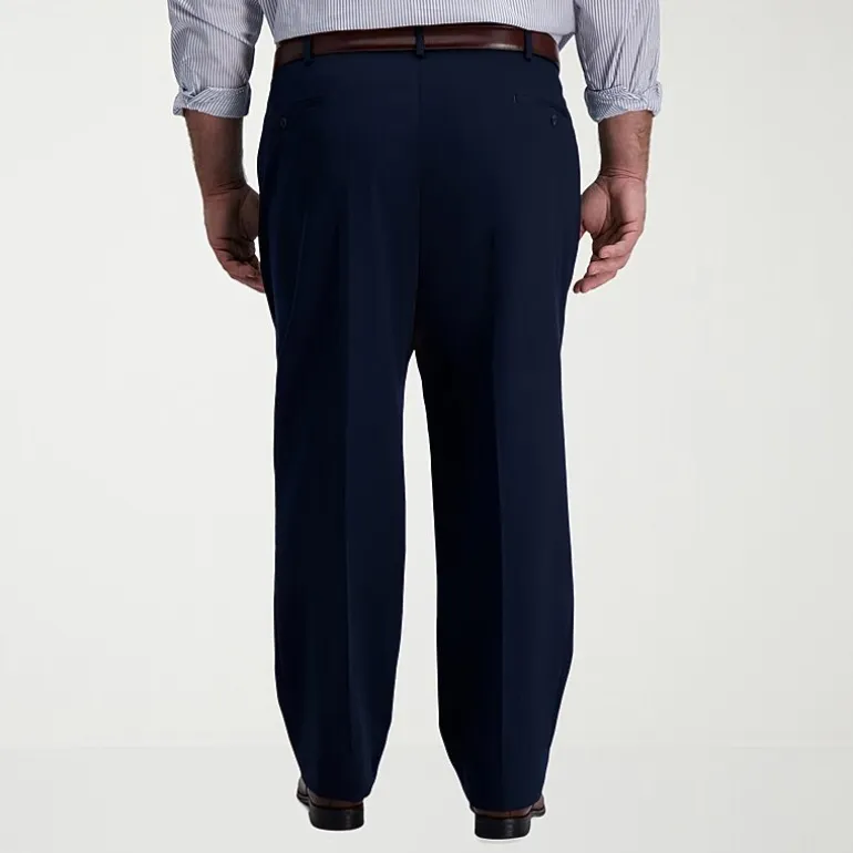Haggar Iron Free Premium Khaki Mens Classic Fit Big and Tall Pleated Pant