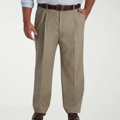 Haggar Iron Free Premium Khaki Mens Classic Fit Big and Tall Pleated Pant