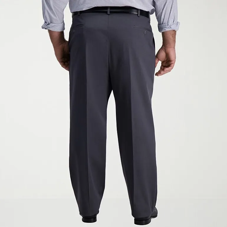 Haggar Iron Free Premium Khaki Mens Classic Fit Big and Tall Pleated Pant