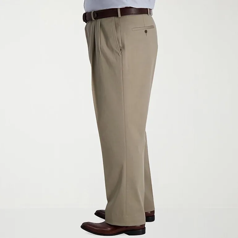 Haggar Iron Free Premium Khaki Mens Classic Fit Big and Tall Pleated Pant