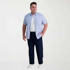 Haggar Iron Free Premium Khaki Mens Classic Fit Big and Tall Pleated Pant