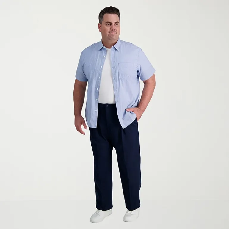 Haggar Iron Free Premium Khaki Mens Classic Fit Big and Tall Pleated Pant