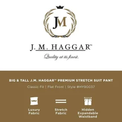 Haggar J.M. Haggar Mens Big and Tall Regular Fit Plaid Flat Front Suit Pant