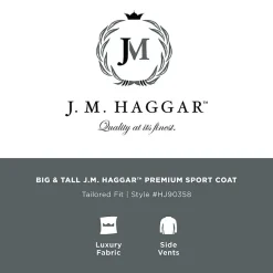Haggar JMH J.M. Haggar Mens Big and Tall Plaid Regular Fit Sport Coat