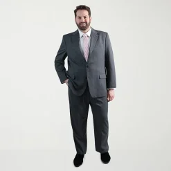Haggar JMH Mens Big and Tall Regular Fit Diamond Flat Front Suit Pant