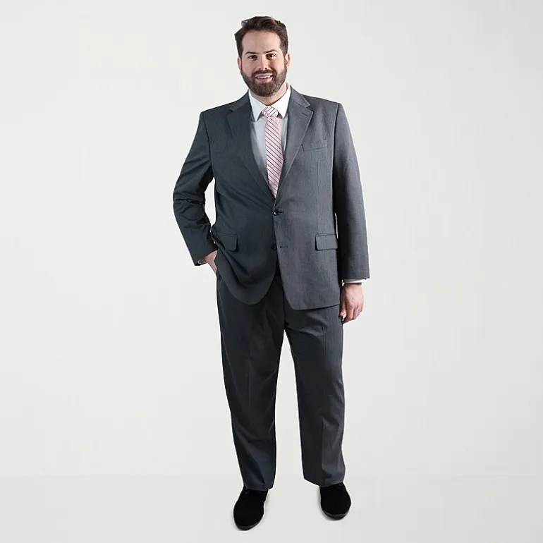 Haggar JMH Mens Big and Tall Regular Fit Diamond Flat Front Suit Pant