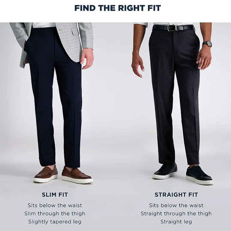 Haggar JMH Mens Comfort Waistband Straight Fit Dress Flat Front Pant