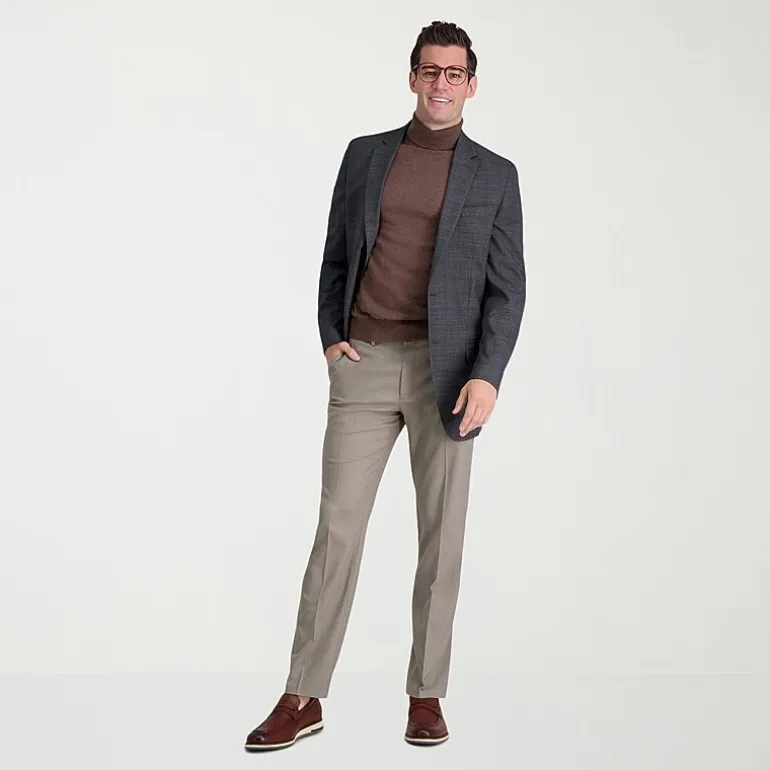 Haggar JMH Mens Comfort Waistband Straight Fit Dress Flat Front Pant