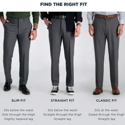 Haggar JMH Mens Comfort Waistband Straight Fit Dress Flat Front Pant