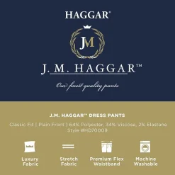 Haggar JMH Mens Comfort Waistband Straight Fit Dress Flat Front Pant