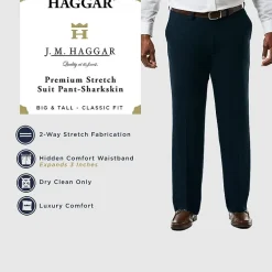 Haggar JMH Premium Stretch Sharkskin Mens Big Stretch Fabric Classic Fit Flat Front Suit Pant