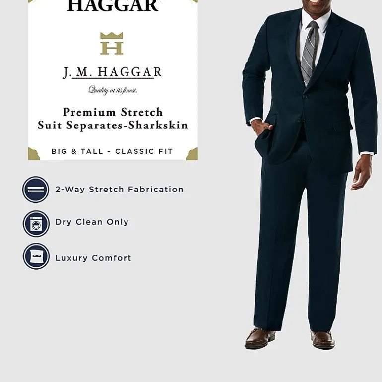 Haggar JMH Premium Stretch Sharkskin Mens Stretch Fabric Classic Fit Big and Tall Suit Jacket