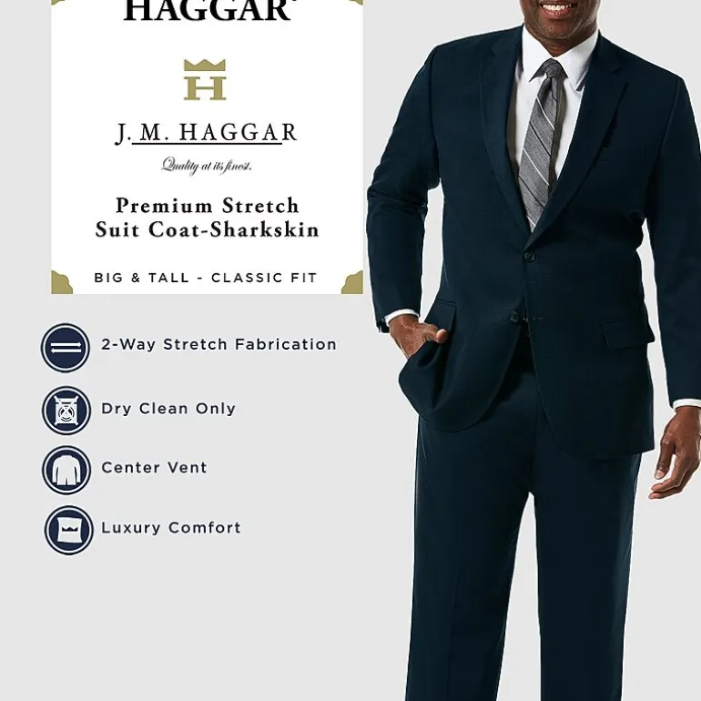 Haggar JMH Premium Stretch Sharkskin Mens Stretch Fabric Classic Fit Big and Tall Suit Jacket