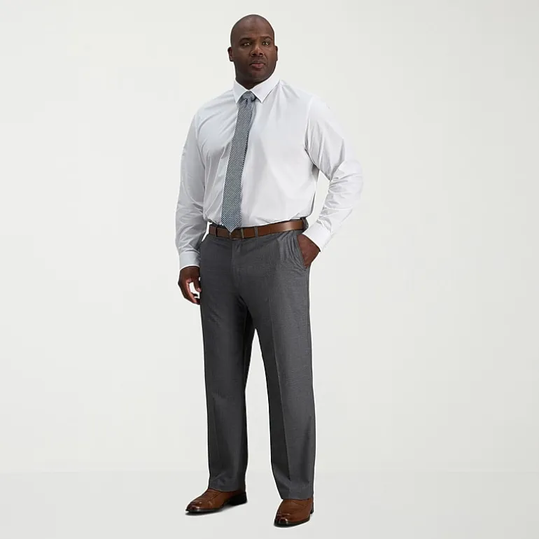 Haggar JMH Sharkskin Mens Classic Fit Big and Tall Dress Flat Front Pant