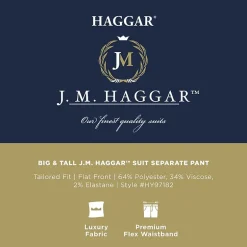 Haggar JMH Tailored Mens Big and Tall Stretch Fabric Modern Fit Flat Front Suit Pant