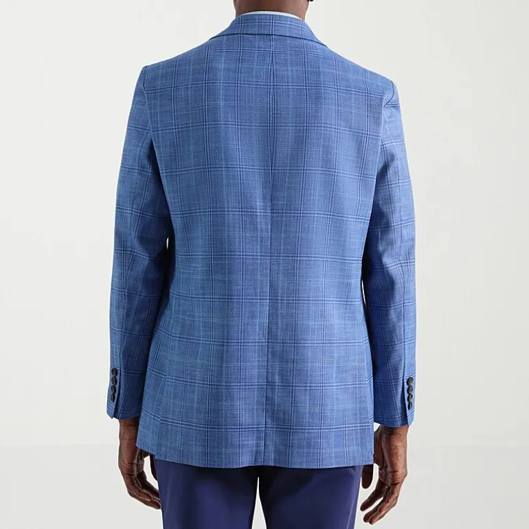 Haggar JMH Tailored Plaid Mens Windowpane Stretch Fabric Modern Fit Sport Coat