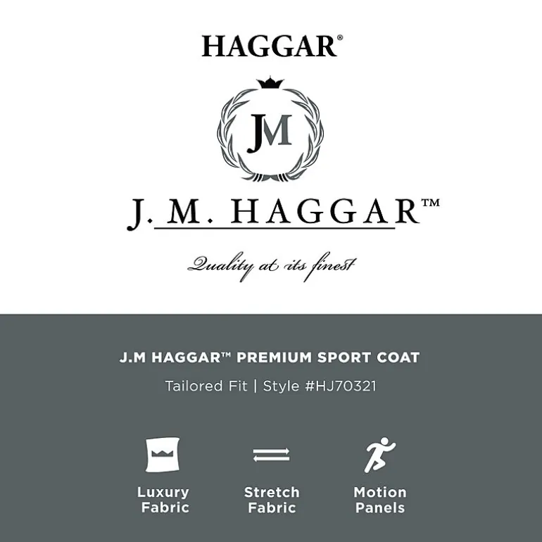 Haggar JMH Tailored Plaid Mens Windowpane Stretch Fabric Modern Fit Sport Coat