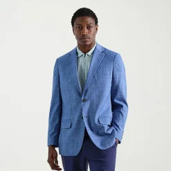 Haggar JMH Tailored Plaid Mens Windowpane Stretch Fabric Modern Fit Sport Coat