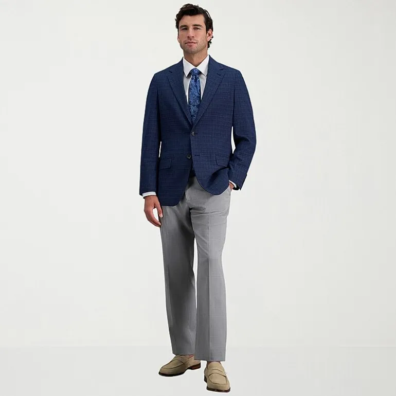 Haggar JMH Tailored Prince Of Wales Mens Plaid Modern Fit Sport Coat