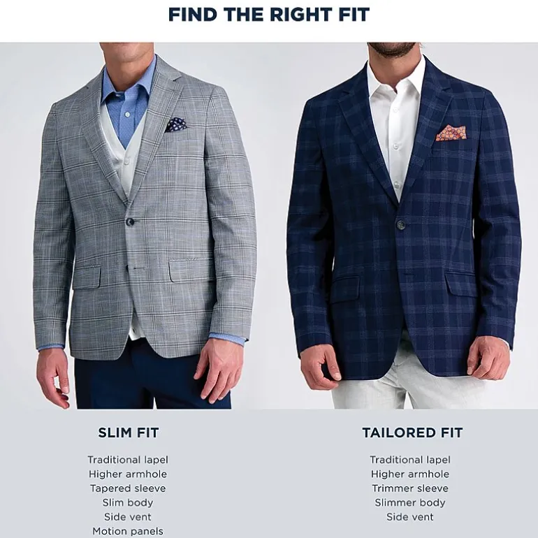 Haggar JMH Tailored Prince Of Wales Mens Plaid Modern Fit Sport Coat