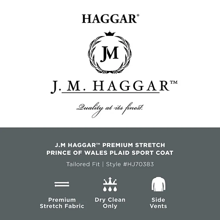 Haggar JMH Tailored Prince Of Wales Mens Plaid Modern Fit Sport Coat