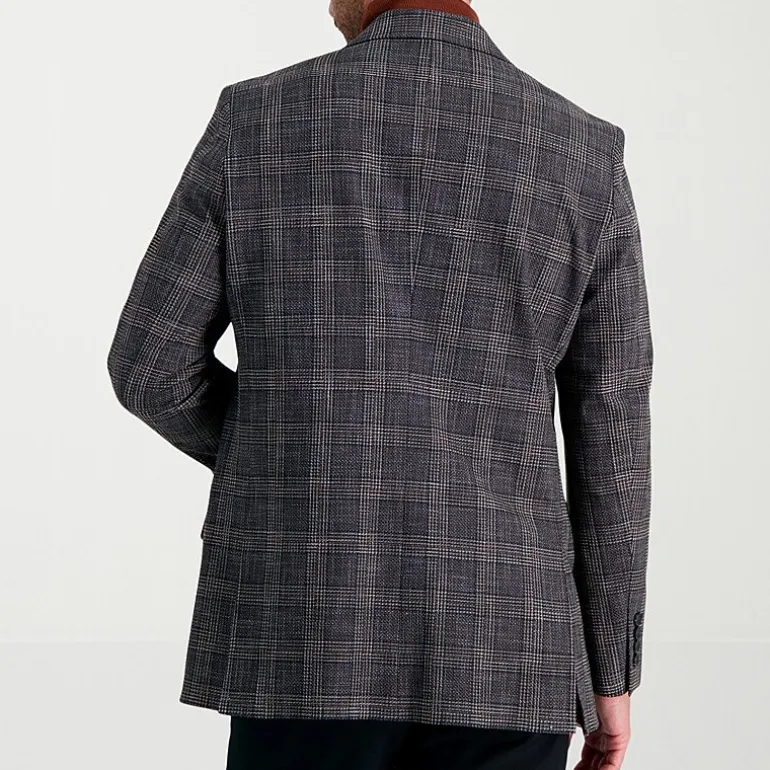 Haggar JMH Tailored Slub Glen Plaid Mens Stretch Fabric Modern Fit Sport Coat