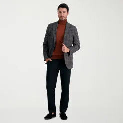 Haggar JMH Tailored Slub Glen Plaid Mens Stretch Fabric Modern Fit Sport Coat