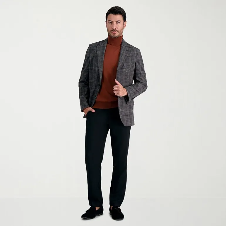 Haggar JMH Tailored Slub Glen Plaid Mens Stretch Fabric Modern Fit Sport Coat