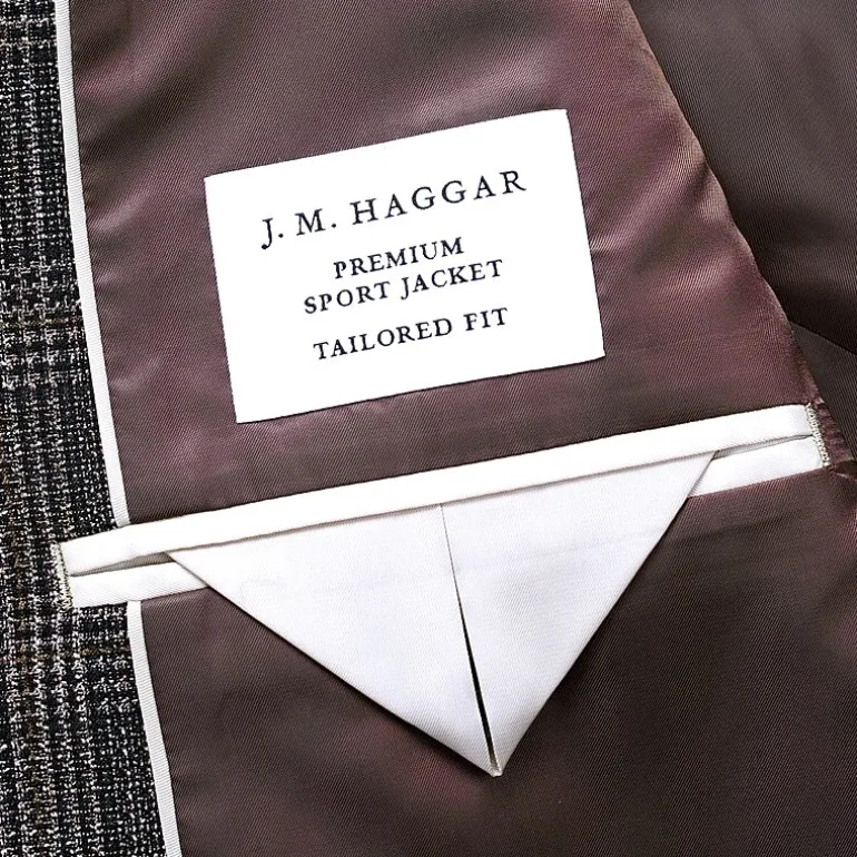 Haggar JMH Tailored Slub Glen Plaid Mens Stretch Fabric Modern Fit Sport Coat