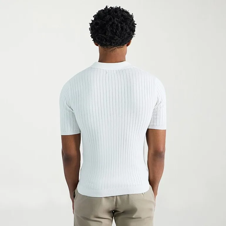 Haggar Johnny Collar Ribbed Mens Short Sleeve Polo Sweater