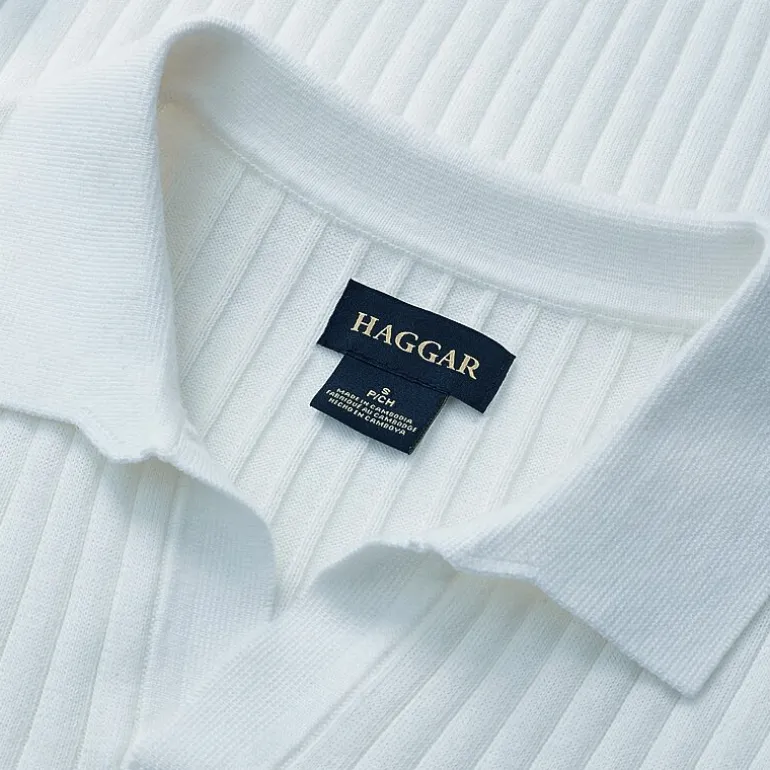 Haggar Johnny Collar Ribbed Mens Short Sleeve Polo Sweater