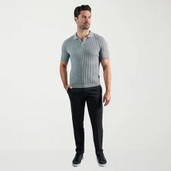 Haggar Johnny Collar Ribbed Mens Short Sleeve Polo Sweater